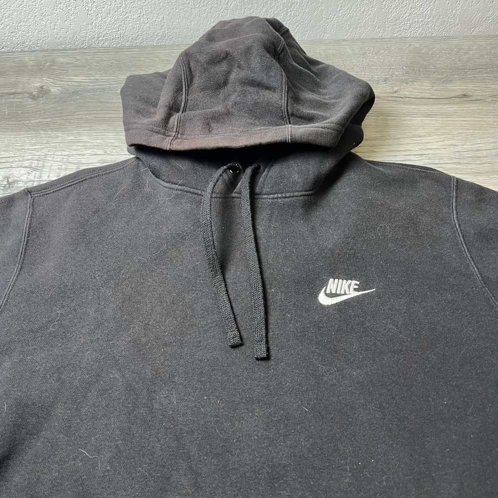 Nike Hoodie Mens Large Black Pullover Fleece Embroidered Logo Sportswear Casual - Picture 3 of 10